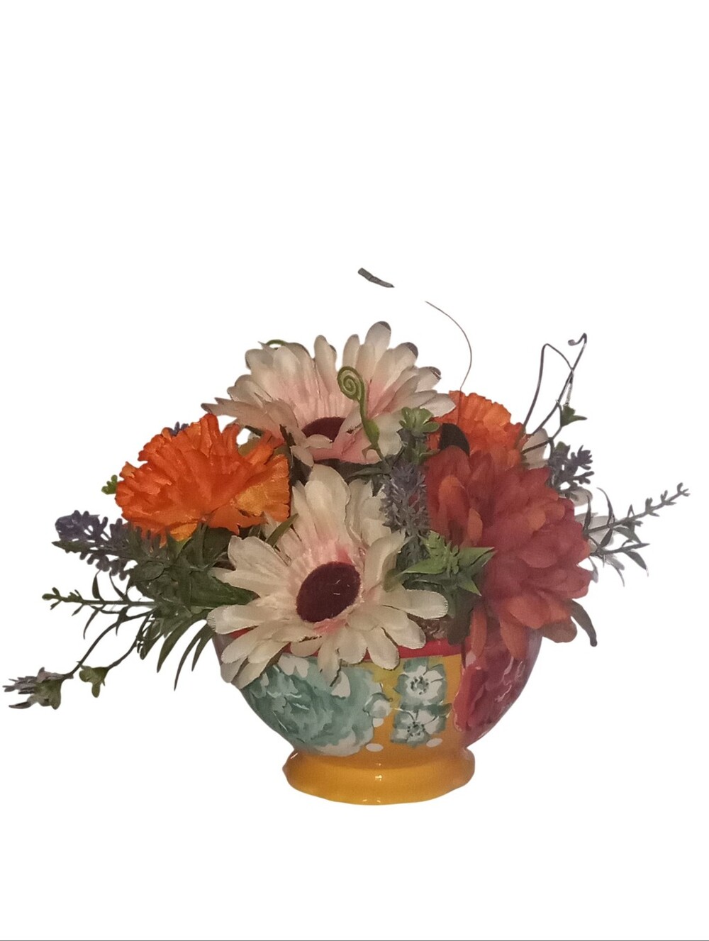 Vibrant Faux Floral Arrangement in Decorative Vase